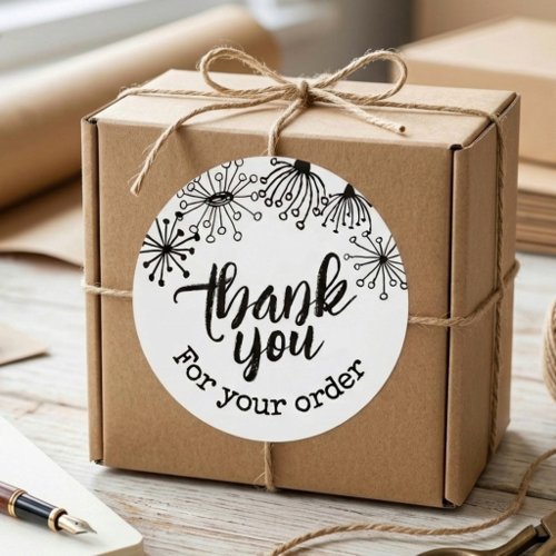 Cute Doodle Dandelion Small Business Thank You Classic Round Sticker