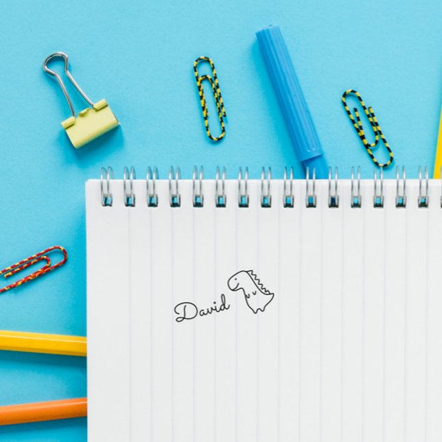 Cute Doodle Dinosaur Custom Name Personalized Self-inking Stamp (Creator Uploaded)