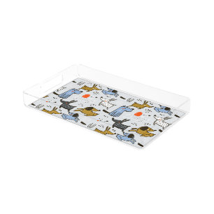 Cute Doodle Dog Pattern Acrylic Tray
