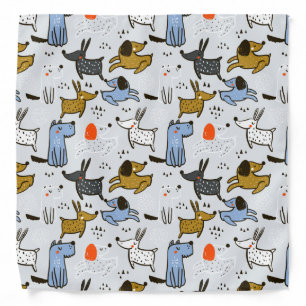 Cute Doodle Dog Pattern Bandana