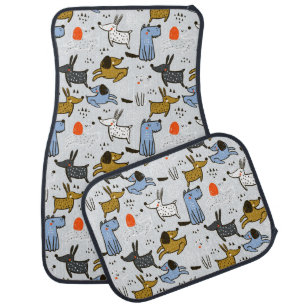 Cute Doodle Dog Pattern Car Floor Mat