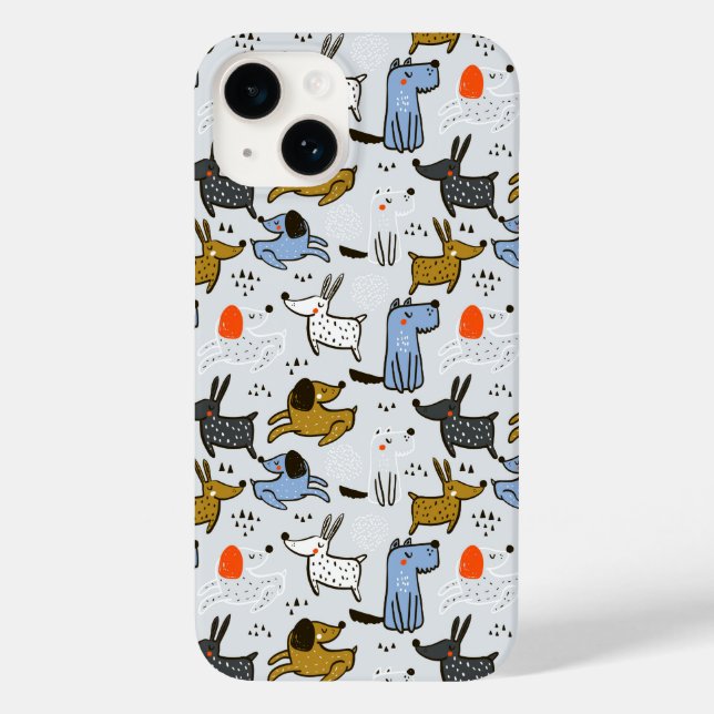 Cute Doodle Dog Pattern Case-Mate iPhone Case (Back)