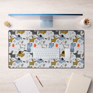 Cute Doodle Dog Pattern Desk Mat