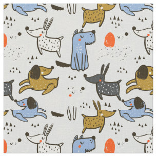Cute Doodle Dog Pattern Fabric