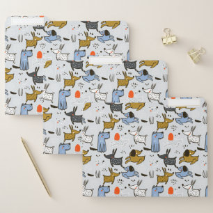 Cute Doodle Dog Pattern File Folder