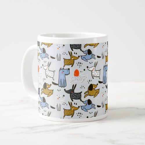 Cute Doodle Dog Pattern Giant Coffee Mug