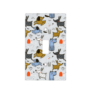 Cute Doodle Dog Pattern Light Switch Cover