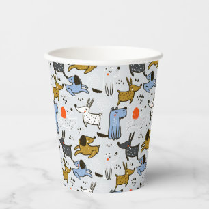 Cute Doodle Dog Pattern Paper Cups