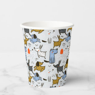 Cute Doodle Dog Pattern Paper Cups