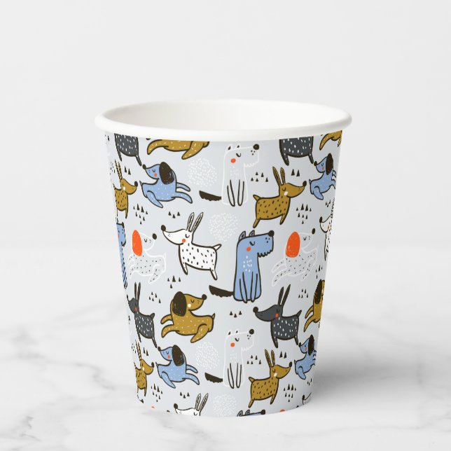 Cute Doodle Dog Pattern Paper Cups (Front)