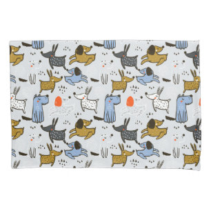 Cute Doodle Dog Pattern Pillow Case
