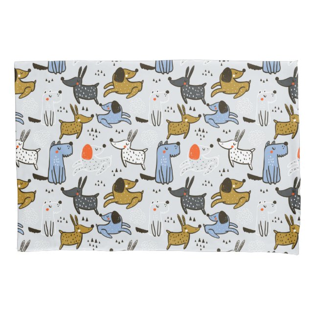 Cute Doodle Dog Pattern Pillow Case (Front)