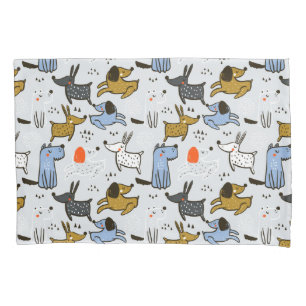 Cute Doodle Dog Pattern Pillow Case