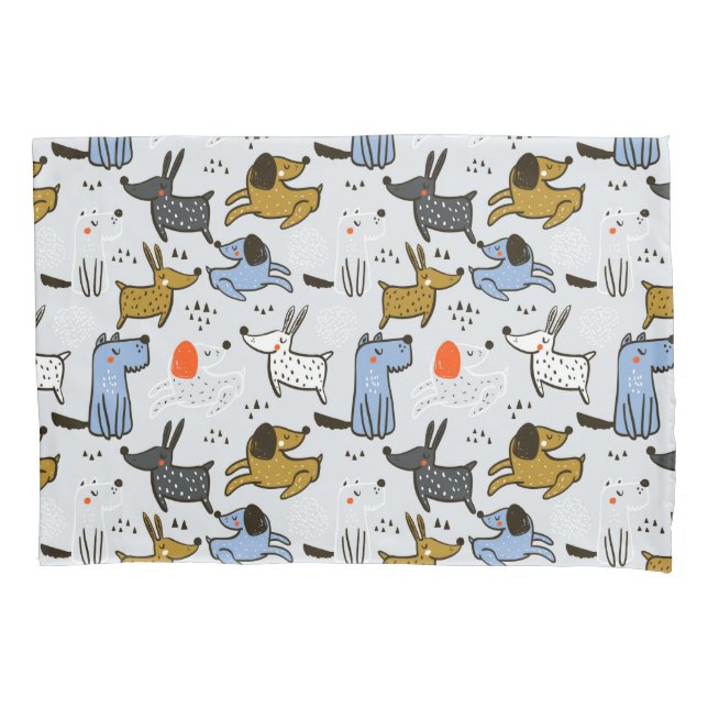 Cute Doodle Dog Pattern Pillow Case (Front)