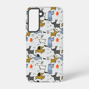 Cute Doodle Dog Pattern Samsung Galaxy S21 Case
