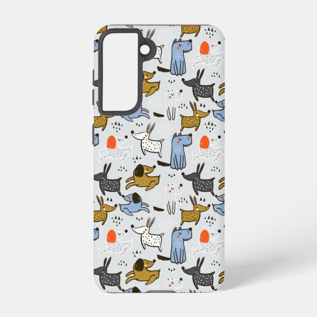 Cute Doodle Dog Pattern Samsung Galaxy Case (Back)