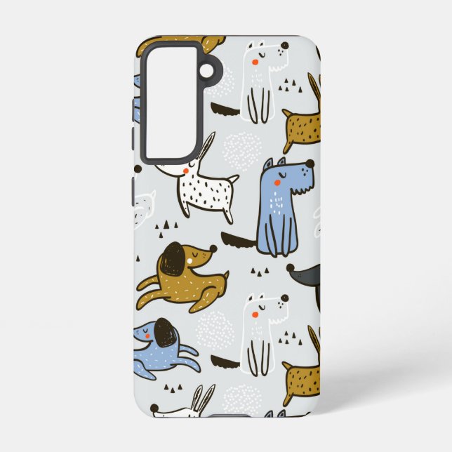 Cute Doodle Dog Pattern Samsung Galaxy Case (Back)
