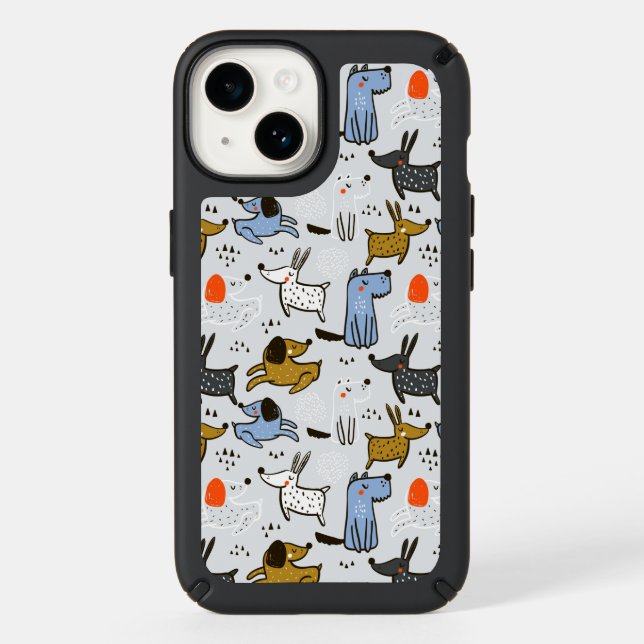 Cute Doodle Dog Pattern Speck iPhone Case (Front)