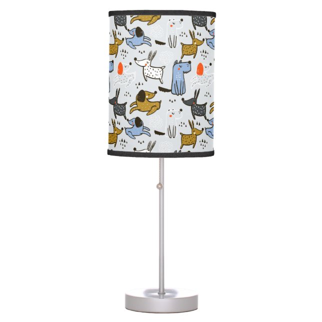 Cute Doodle Dog Pattern Table Lamp (Front)