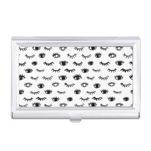 Cute Doodle Eyelash Pattern Business Card Case