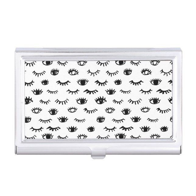 Cute Doodle Eyelash Pattern Business Card Case (Front)