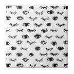 Cute Doodle Eyelash Pattern Ceramic Tile