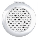 Cute Doodle Eyelash Pattern Compact Mirror