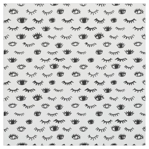 Cute Doodle Eyelash Pattern Fabric