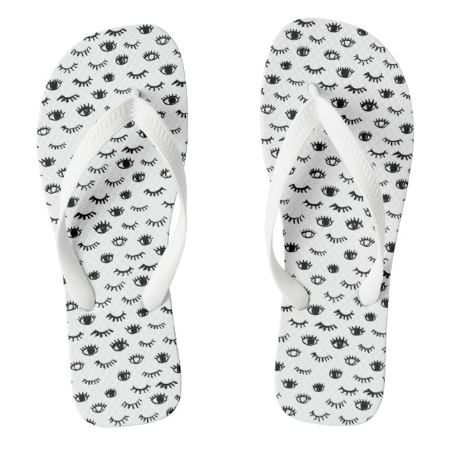 Cute Doodle Eyelash Pattern Flip Flops (Footbed)