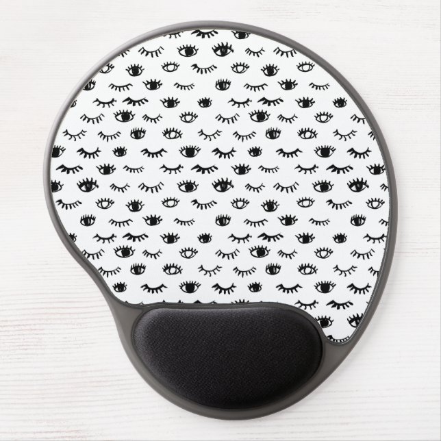 Cute Doodle Eyelash Pattern Gel Mouse Pad (Front)