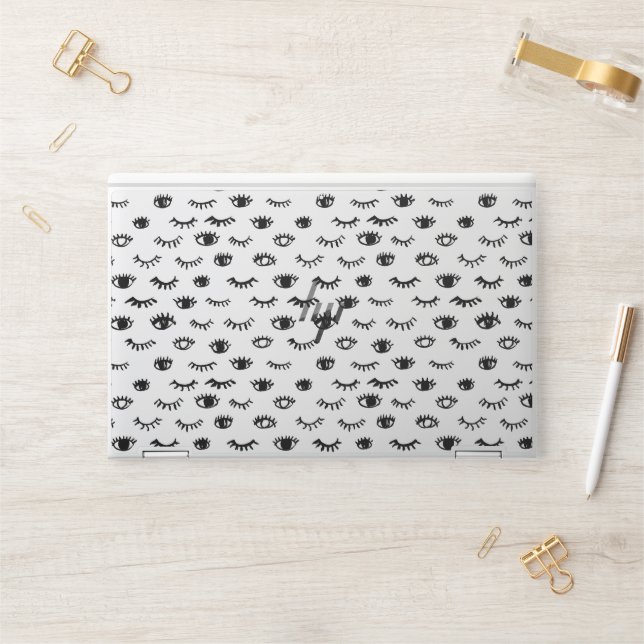 Cute Doodle Eyelash Pattern HP Laptop Skin (Desk)