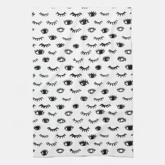 Cute Doodle Eyelash Pattern Kitchen Towel