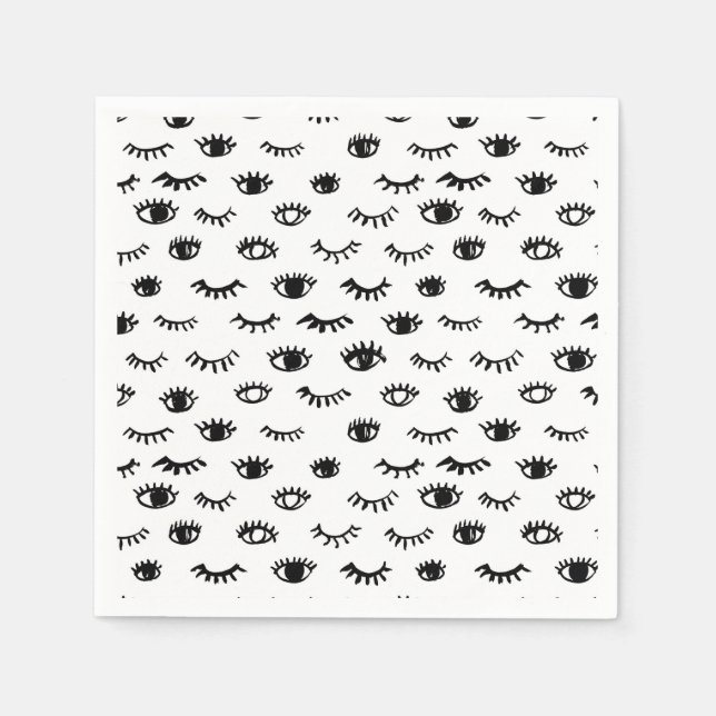 Cute Doodle Eyelash Pattern Napkins (Front)