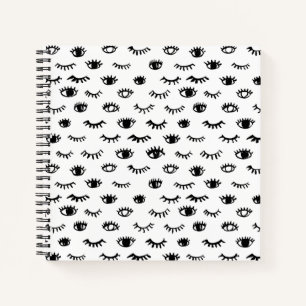 Cute Doodle Eyelash Pattern Notebook