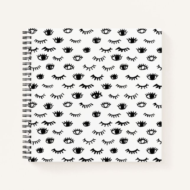 Cute Doodle Eyelash Pattern Notebook (Front)