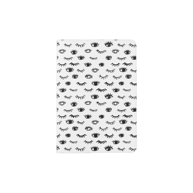 Cute Doodle Eyelash Pattern Passport Holder (Front)