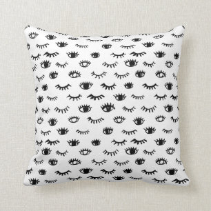 Cute Doodle Eyelash Pattern Throw Pillow