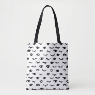 Cute Doodle Eyelash Pattern Tote Bag