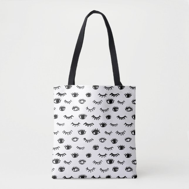 Cute Doodle Eyelash Pattern Tote Bag (Front)