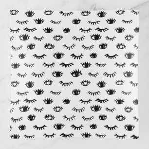 Cute Doodle Eyelash Pattern Trinket Tray