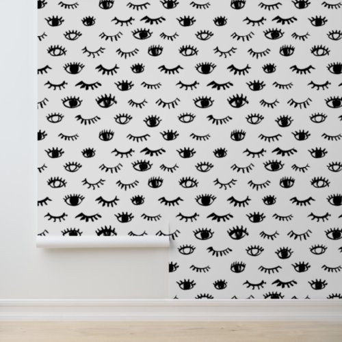Cute Doodle Eyelash Pattern Wallpaper