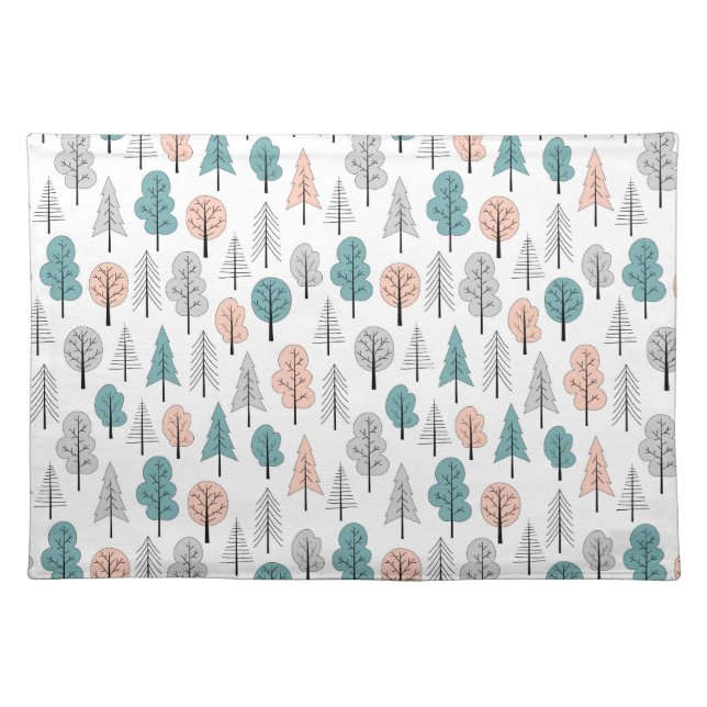 Cute Doodle Forest Pattern Cloth Placemat (Front)