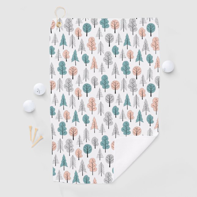 Cute Doodle Forest Pattern Golf Towel (InSitu)