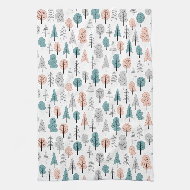 Cute Doodle Forest Pattern Kitchen Towel (Vertical)
