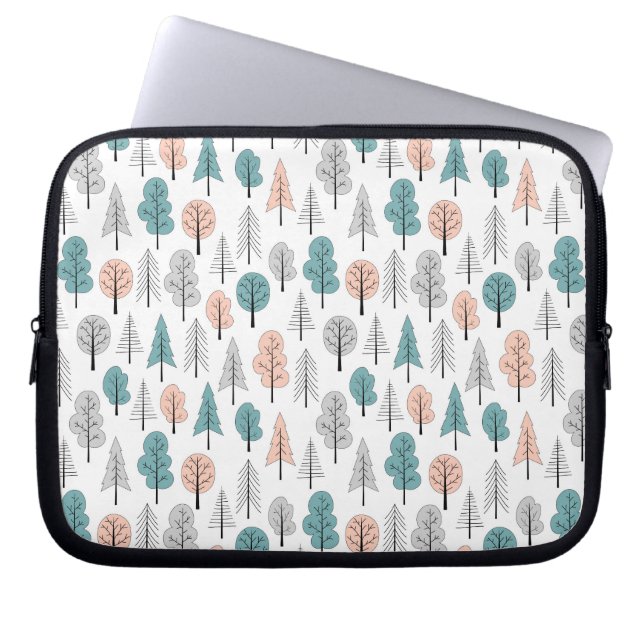 Cute Doodle Forest Pattern Laptop Sleeve (Front)