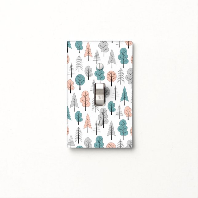Cute Doodle Forest Pattern Light Switch Cover (In Situ)