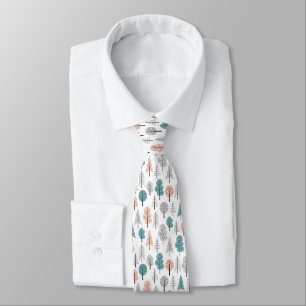 Cute Doodle Forest Pattern Neck Tie