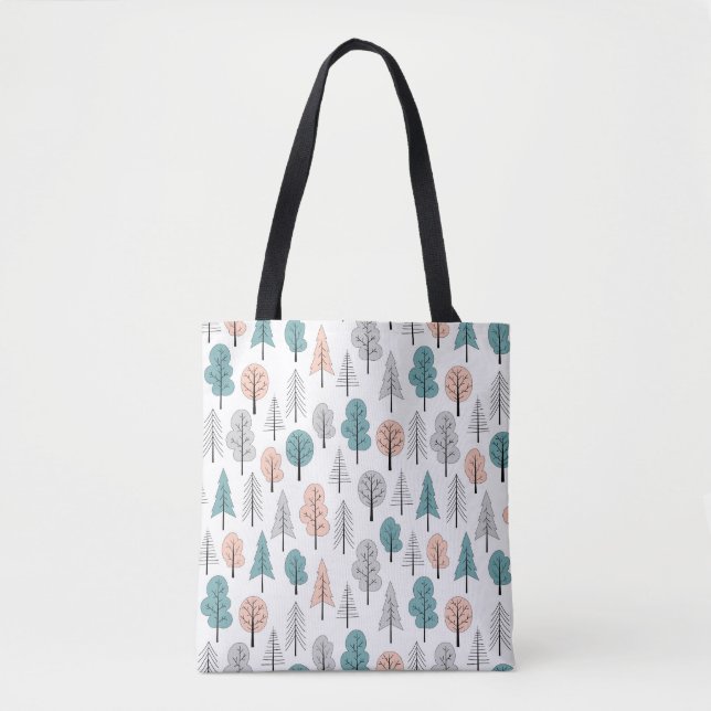 Cute Doodle Forest Pattern Tote Bag (Front)