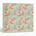 Cute Doodle Fox Forest Woodland Pattern 3 Ring Binder