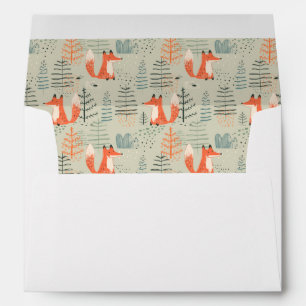 Cute Doodle Fox Forest Woodland Pattern Envelope